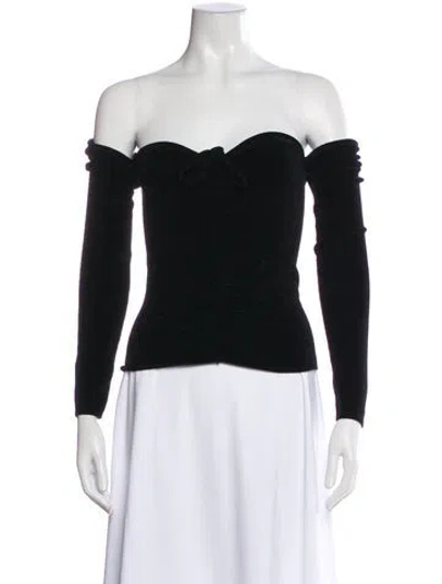 Pre-owned Msgm Off-the-shoulder Long Sleeve Top In Black