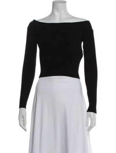 Pre-owned Msgm Off-the-shoulder Long Sleeve Top In Black