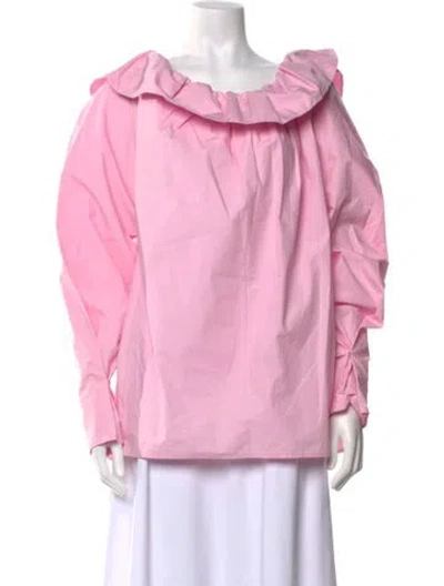 Pre-owned Msgm Off-the-shoulder Long Sleeve Top W/ Tags In Pink