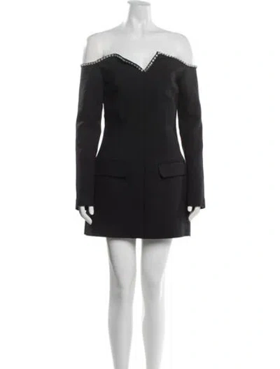 Pre-owned Msgm Off-the-shoulder Mini Dress In Black