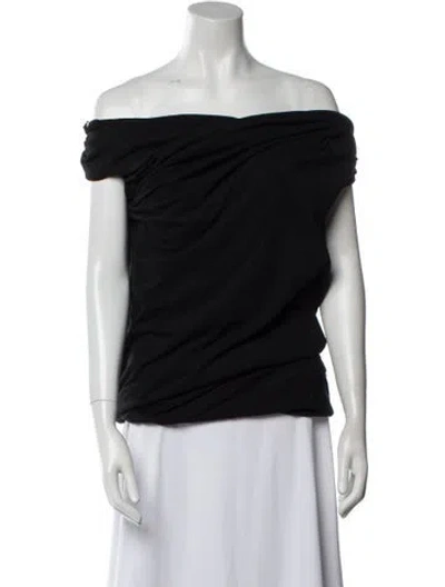 Pre-owned Msgm Off-the-shoulder Short Sleeve Top In Black