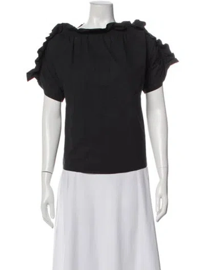 Pre-owned Msgm Off-the-shoulder Short Sleeve Top In Gray