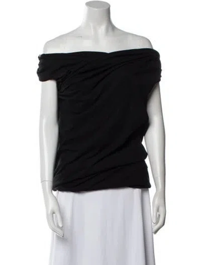 Pre-owned Msgm Off-the-shoulder Short Sleeve Top W/ Tags In Black