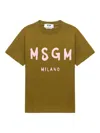 Msgm Logo Print Cotton T-shirt Clothing In Green