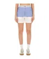 Msgm Logo Band Striped Shorts In Blue