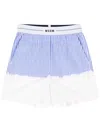 Msgm Logo Band Striped Shorts In Blue