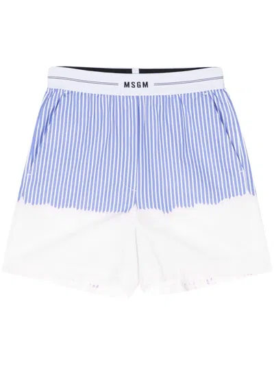 MSGM OMBRÉ STRIPED COTTON SHORTS