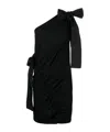 Msgm One-shoulder Bow-detailed Dress In Black