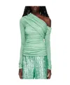 Msgm One-shoulder Draped Top In Green