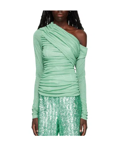 MSGM ONE-SHOULDER DRAPED TOP