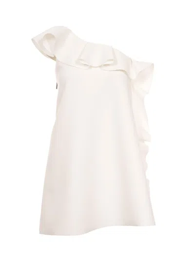 MSGM ONE-SHOULDER RUFFLED MINI DRESS