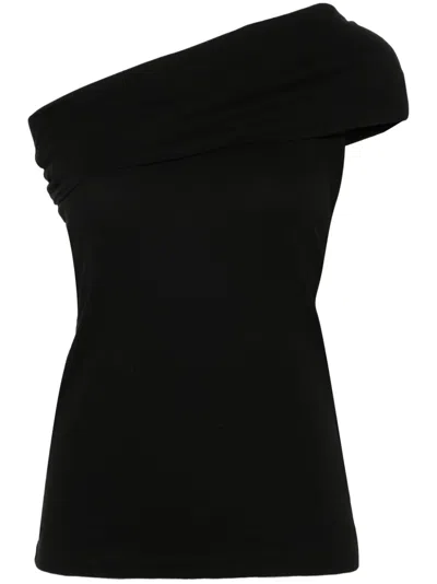 Msgm One-shoulder Sleeveless Top In Black
