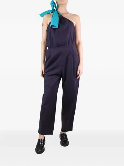Pre-owned Msgm One-shoulder Bow-detail Jumpsuit In Purple