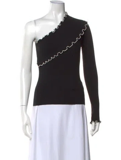 Pre-owned Msgm One-shoulder Long Sleeve Top In Black