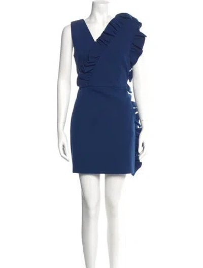Pre-owned Msgm One-shoulder Mini Dress In Blue
