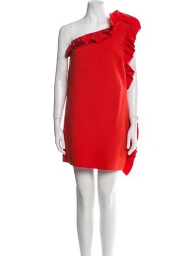 Pre-owned Msgm One-shoulder Mini Dress In Orange