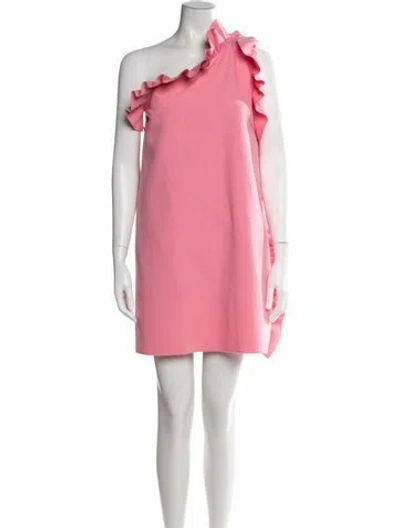 Pre-owned Msgm One-shoulder Mini Dress In Pink