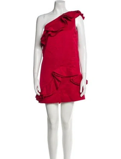 Pre-owned Msgm One-shoulder Mini Dress In Red