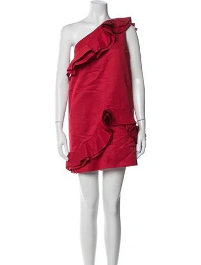 Pre-owned Msgm One-shoulder Mini Dress In Red