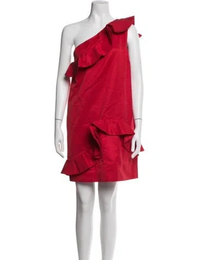 Pre-owned Msgm One-shoulder Mini Dress In Red