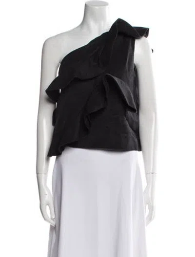 Pre-owned Msgm One-shoulder Sleeveless Crop Top In Black