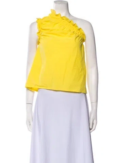 Pre-owned Msgm One-shoulder Sleeveless Crop Top In Yellow