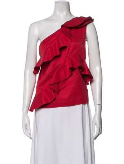 Pre-owned Msgm One-shoulder Sleeveless Top In Red