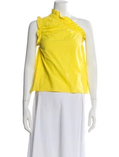 Pre-owned Msgm One-shoulder Sleeveless Top In Yellow