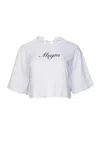 Msgm Open-back Cropped T-shirt In White
