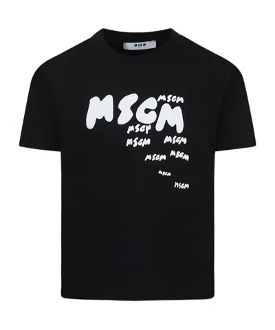 Msgm Open-necked Black Shirt