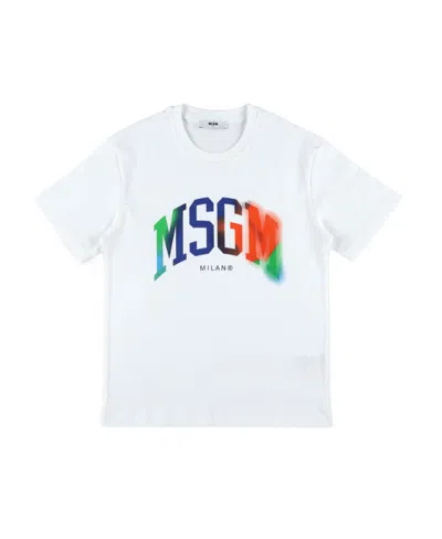 Msgm Open-necked Black Shirt In White