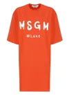 Msgm Logo Crew Neck Mini Dress In Red