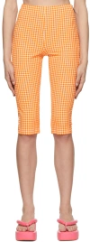 Msgm Orange Polyester Shorts In 10 Orange