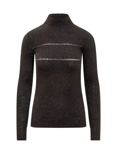 Msgm Organza Insert Sweater In Black
