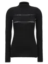Msgm Knitwear Sweater Organza Insert In Black