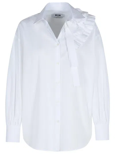 MSGM MSGM ORNAMENTAL DRAPED WHITE COTTON SHIRT