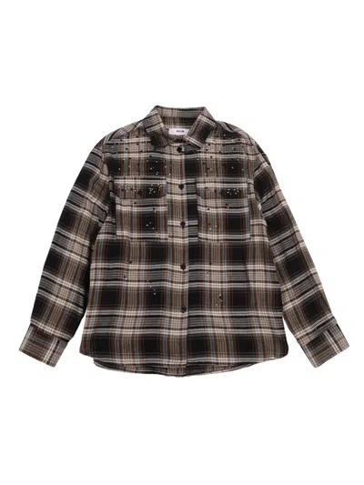 Msgm Viscose Wool Shirt Girl In Brown
