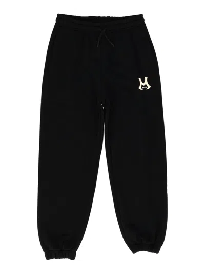 Msgm Kids' Over Diagonal Fleece Pants  Boy Nero/bla In Black