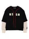 Msgm Over Diagonal Fleece/waffle Sweatshirt B In Multi