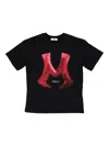 Msgm Over Jersey T-shirt Boy Nero/black In Black