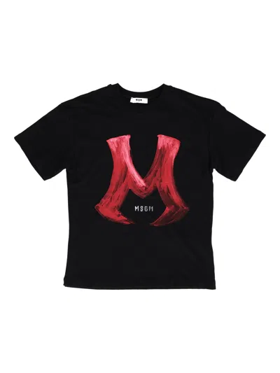Msgm Kids' Over Jersey T-shirt Boy Nero/black