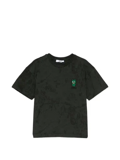 Msgm Kids' Over Printed T-shirt In Green