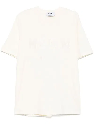 MSGM OVER T-SHIRT IN WHITE COTTON WITH LOGO
