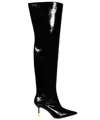 Msgm Patent-leather Pointed-toe Boots In Black