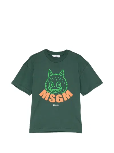 Msgm Kids' Over T-shirt In Green