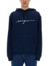 Msgm Logo Sweatshirt With Hood In Blue