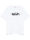Msgm Oversized Cotton T-shirt With Artistic Logo In White