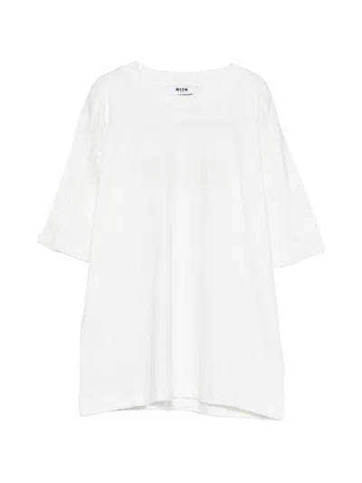 Msgm Kids' Oversized Crew Neck Short Sleeve T-shirt With Logo In White
