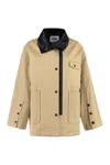 Msgm Zip And Snap Padded Jacket In Beige