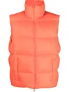 Msgm Logo Embroidered High Collar Padded Jackets In Orange